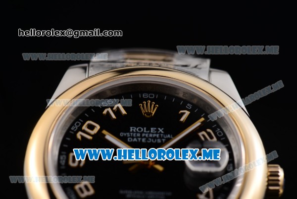 Rolex Day-Date II Asia Automatic Two Tone Case/Bracelet with Black Dial and Luminous Hands - Click Image to Close